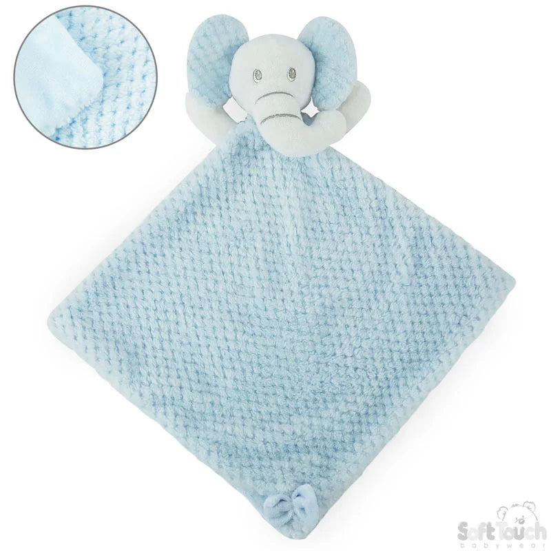 Softtouch Knuffeldoek Olifant Blauw met knisperoren